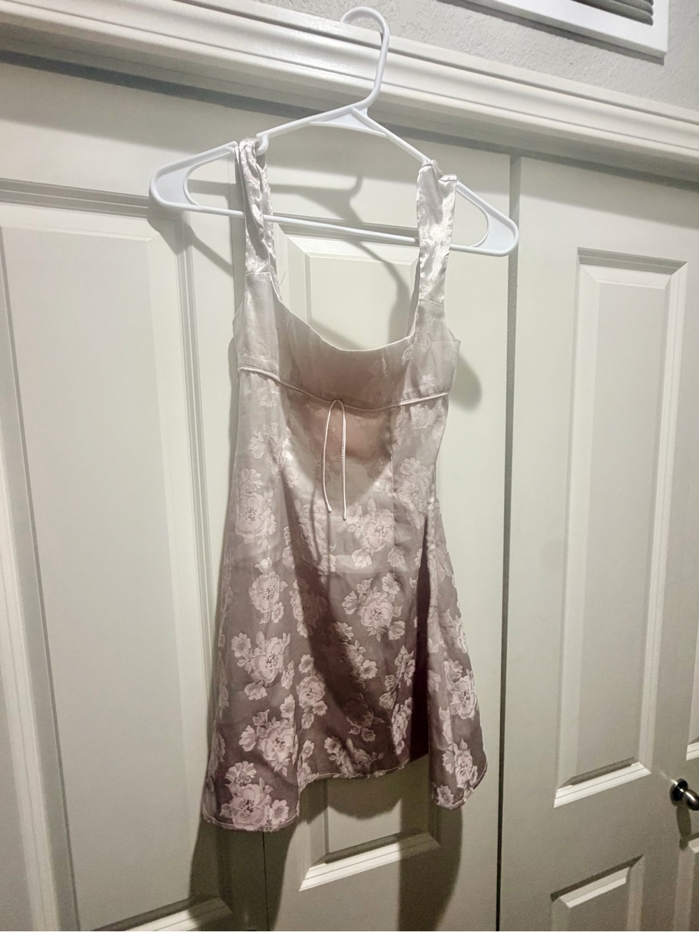 Peppermayo Pale Pink Floral Satin Lace-Trim Chemise